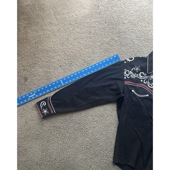 Rockmount Mens Black 100% Cotton Star & Scroll Old Western M Shirt Black - Picture 7 of 8